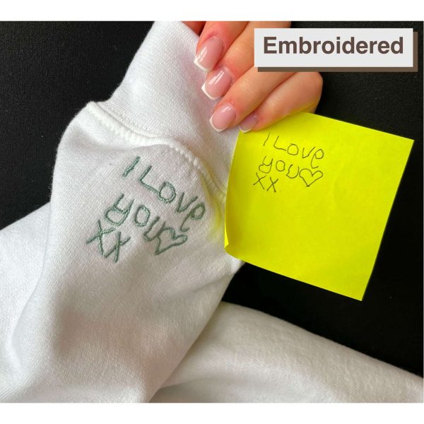 Personalized Embroidered Your HANDWRITING Sweatshirt – Embroidered Your Handwriting Sweatshirt Gift Mom Dad, Gift for Couple