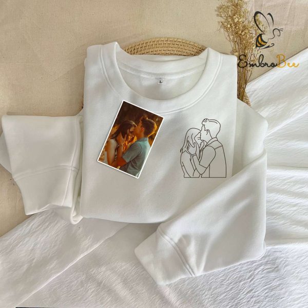 Portrait Embroidery Couples Sweatshirts – Custom His and Hers Hoodies