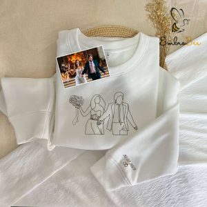 Custom Husband and Wife Matching Sweatshirts – Wedding Photo Portrait Embroidery Designs