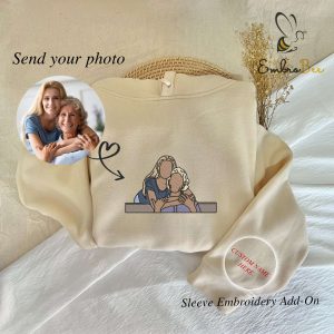 Custom Mama & Daughter Portrait Embroidered Sweatshirt