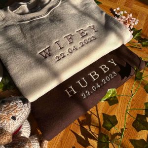Custom Year Wifey Hubby Embroidered Valentine Sweatshirt