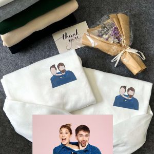 Embroidered Cute Couple Sweaters - Custom Portrait Designs