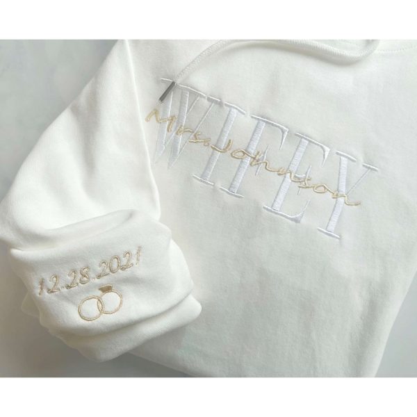 Personalized Embroidered Wifey Sweatshirt – Hubby Sweatshirt