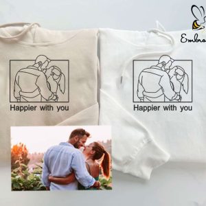 Personalized Portrait Embroidery – Custom Couple Hoodies with Matching Designs