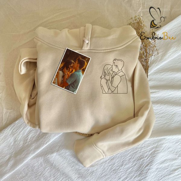 Portrait Embroidery Couples Sweatshirts – Custom His and Hers Hoodies