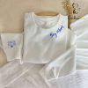 Custom Name Collar & Sleeve Mama Embroidered Sweatshirt