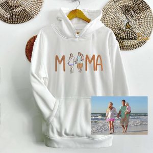 Custom Mama in Family Portrait Photo Embroidered Hoodie