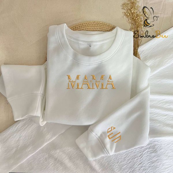 Custom Name Kids in Mama Embroidered Sweatshirt