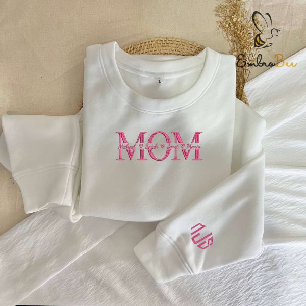 Custom Name Kids in Mom Embroidered Sweatshirt