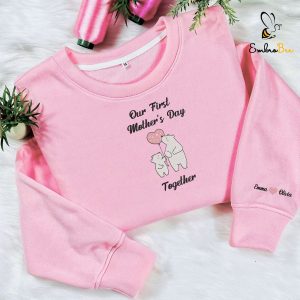 Embroidered First Mother's Day Matching Bear Mommy Baby Shirt