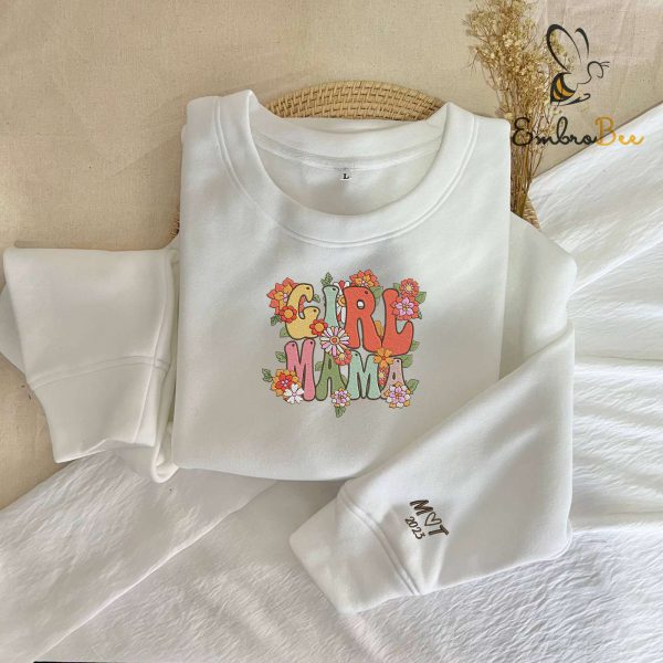Girl Mama Flowers Garden Embroidered Sweatshirt