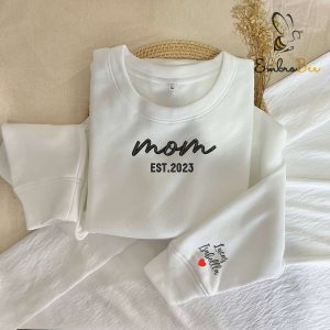 New Mom EST 2023 Embroidered Sweatshirt