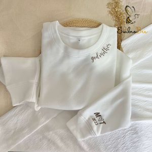 Personalized God Mama EST Sweatshirt – Custom Initial on Sleeve