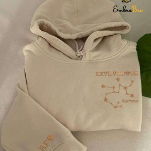 Personalized Roman Numeral Embroidered Sagittarius Zodiac Hoodie