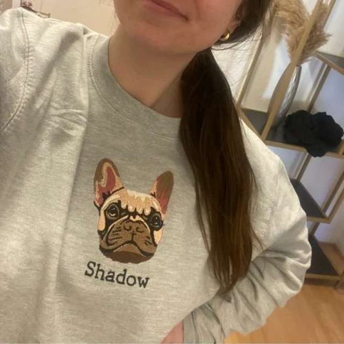 Custom Pet Face Embroidered Sleeve Sweatshirt - Personalized Pet Apparel photo review