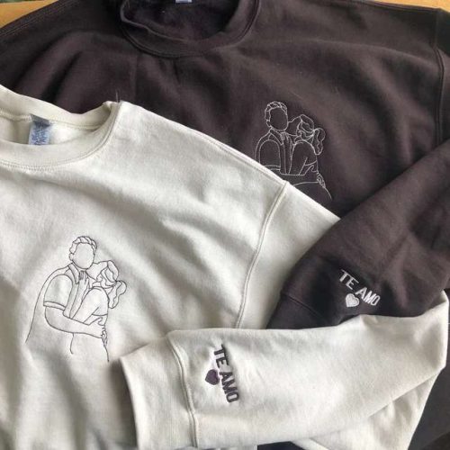 Portrait Embroidery Couples Sweatshirts - Custom His and Hers Hoodies photo review