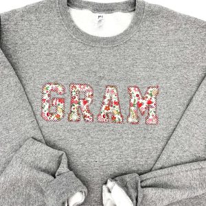 Custom Flower Letters Nana Mimi Embroidered Sweatshirt – Mother's Day Gift