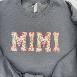 Custom Flower Letters Nana Mimi Embroidered Sweatshirt – Mother's Day Gift