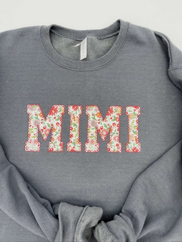 Custom Flower Letters Nana Mimi Embroidered Sweatshirt – Mother’s Day Gift