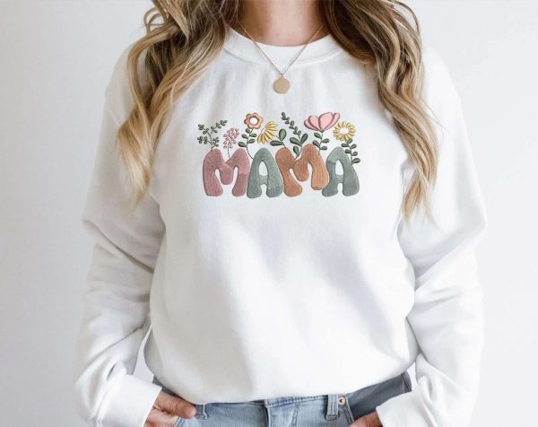 Mama Floral Embroidered Sweatshirt – Mother’s Day Gift