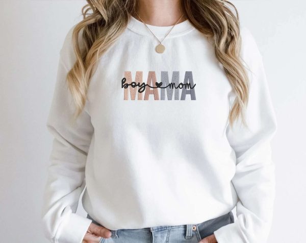 Custom Boy Mom Embroidery Sweatshirt – Mother’s Day Gift