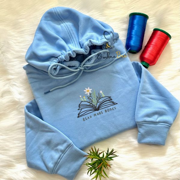 Beautiful Flowers Read More Books Embroidered Sweatshirt