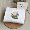 Flower Coffee Stack of Books Embroidered Sweatshirt