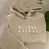 Personalized Papa Est on Collar Embroidered Dad Sweatshirt