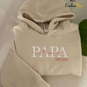 Custom Name Est Papa Embroidered Hoodie