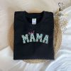 Mama Embroidered White Leopard Applique Sweatshirt – Custom Name You and Mom