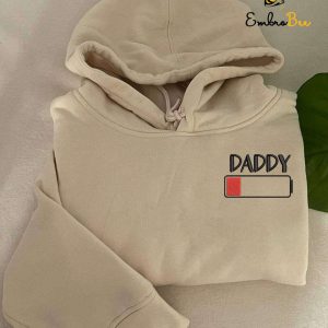 Funny Low Battery Icon Daddy Embroidered Sweatshirt