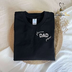 Happy Father’s Day Dad Embroidered Sweatshirt – Custom Name Kids Around DAD