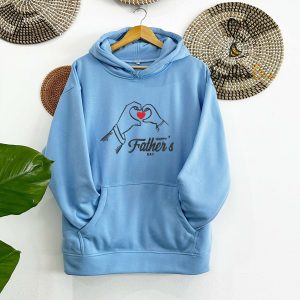 Happy Father's Day Love Heart Hand Sign Embroidered Dad Sweatshirt Hoodie