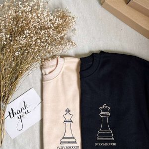 King and Queen Chess Couple Matching Sweatshirt Embroidered