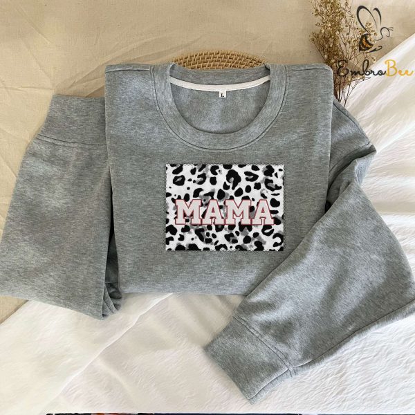 Special Version 2 Mama Leopard Applique Sweatshirt