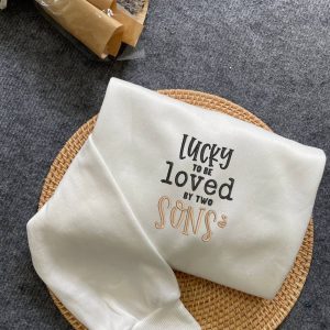 Lucky to be Loved by Two Sons Embroidered Shirt- Gifts for Dad