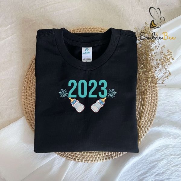 New Poppin Bottle Embroidered Pregnancy Reveal Shirt