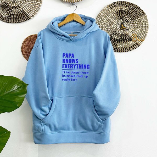 Know Everything Embroidered Papa Sweatshirt Hoodie – Gift for Dad