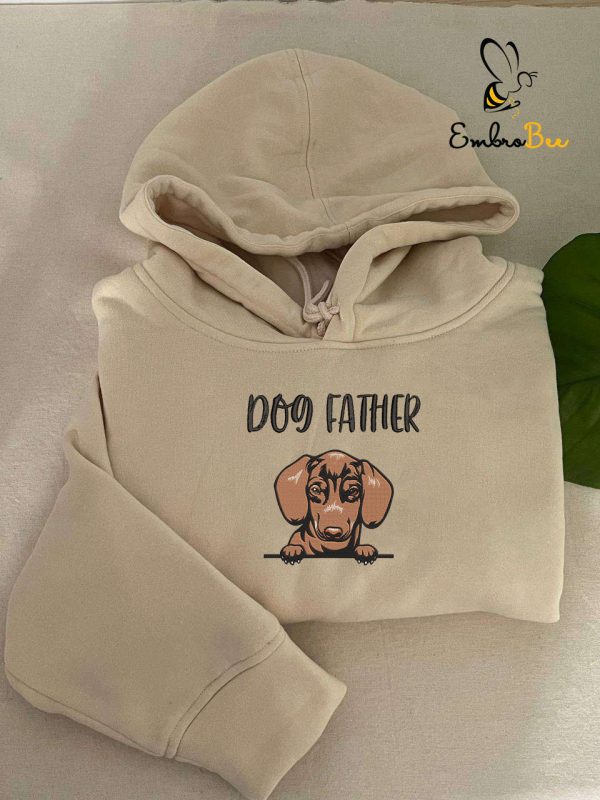 Personalized Dog Father Hoodie Embroidered Dachshund