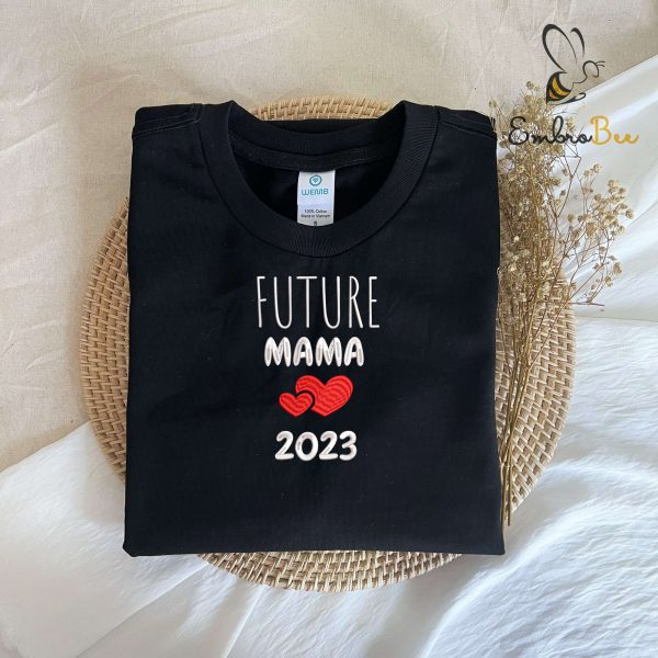 Future Mama Est Embroidered Pregnancy Reveal Shirt