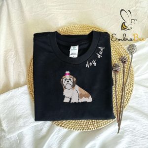 Shih Tzu Dog Dad Sweatshirt Embroidered Collar