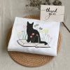 Sitting on the Floral Book Cat Embroidered Sweatshirt