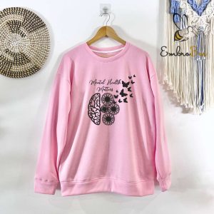 Sunflower & Butterflies Embroidered Mental Health Sweatshirt