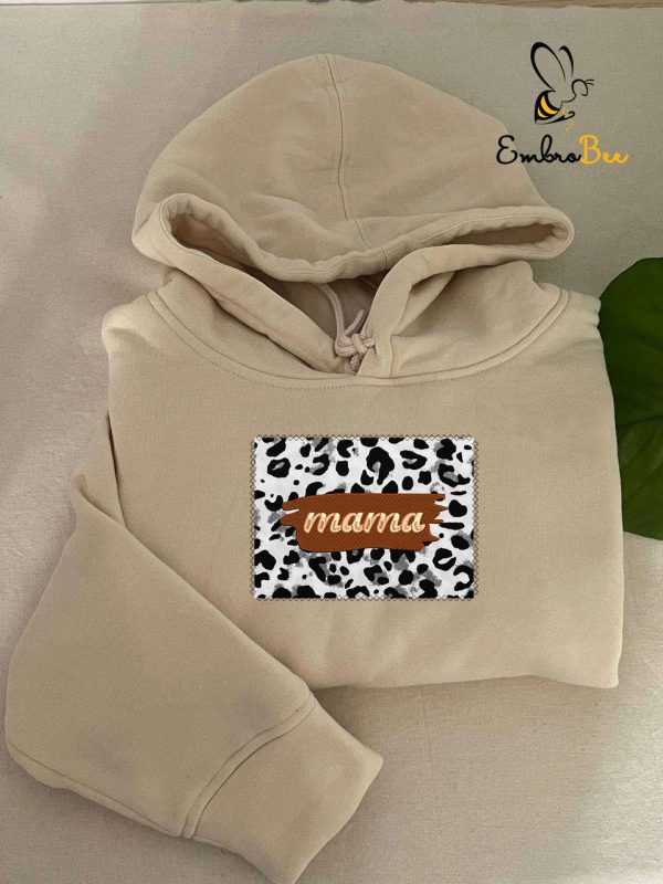 Special Version Mama Leopard Applique Sweatshirt