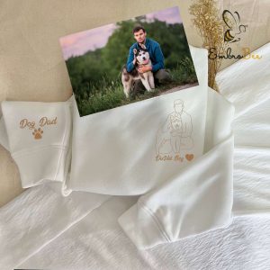 Personalized Dog Dad Gift with Custom Portrait Photo Sweatshirt – Father’s Day Gifts for Dog Lover