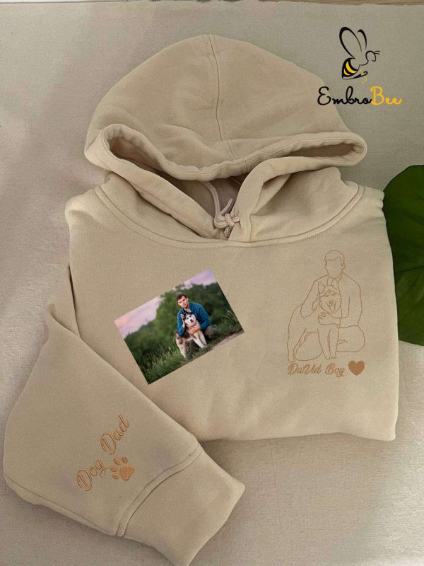 Personalized Dog Dad Gift with Custom Portrait Photo Sweatshirt – Father’s Day Gifts for Dog Lover