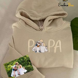 Custom Photo Family Embroidered Dad Sweatshirt – Personalized Papa Shirt