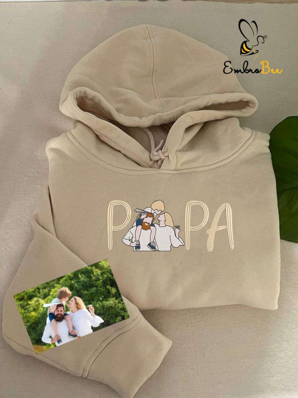 Custom Photo Family Embroidered Dad Sweatshirt – Personalized Papa Shirt