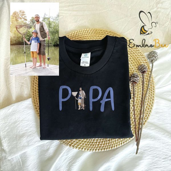 Custom Photo Embroidered Son Dad Sweatshirt – Personalized Papa Shirt