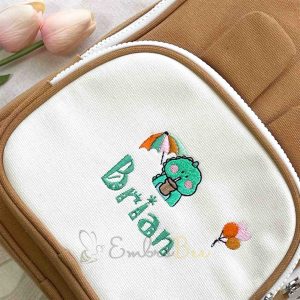 Custom Embroidered Animals Mini Canvas Backpack, Toddler Bag, Back to School Backpack